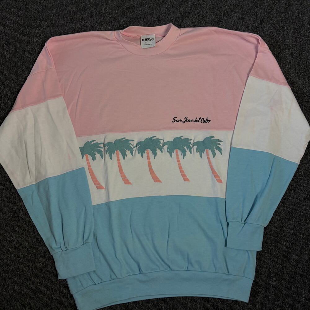 Vintage Y2k San Jose Del Cabo Mexico Beach Pink Pullover Longsleeve Crewneck M